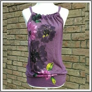 Charlotte Russe Purple Glittery Floral Top